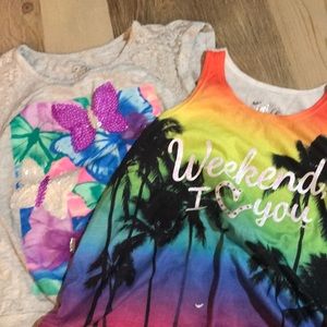 Lot of 8 Justice shirts, shorts and pants